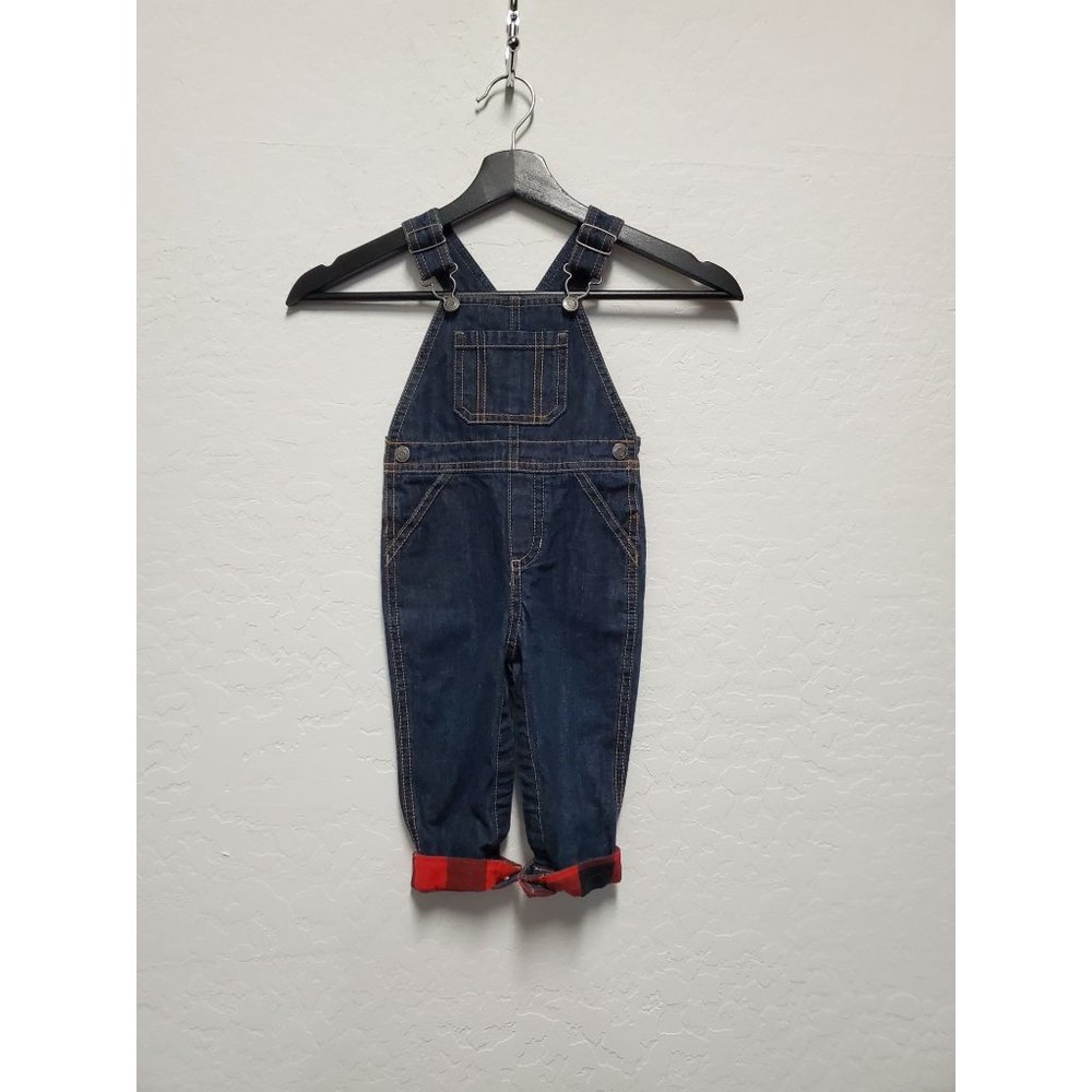 Carter Denim Overall Toddler 9M Plaid Cuff Snap Closure